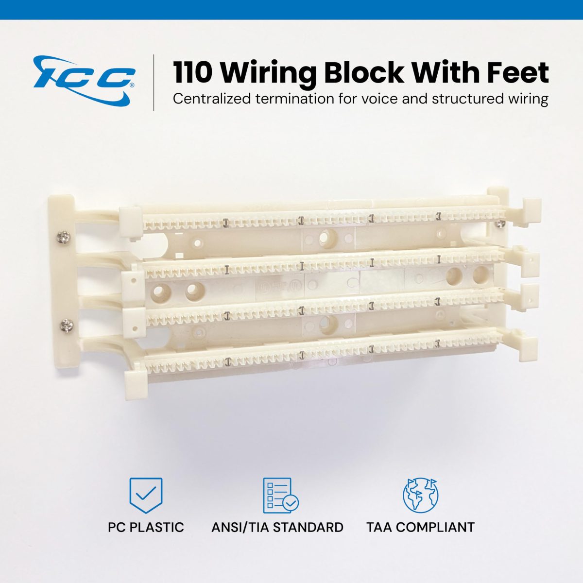 ICC 110 Wiring Block Feet for 100 Pair 110 Wiring Blocks, Wall Mount ...