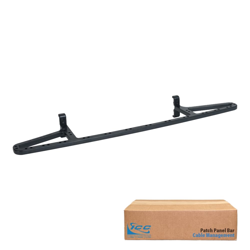ICC Patch Panel Cable Management Bar for Rear Cable Support, Compatible with 110-Type Patch Panels, Black ABS, Plastic