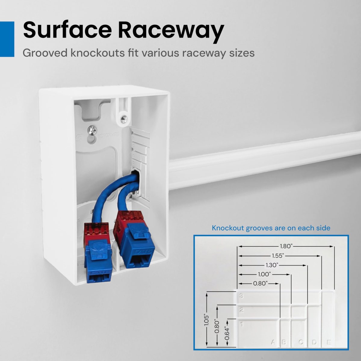 ICC Surface Mount Back Box, Single Gang, Raceway Compatible for Voice ...
