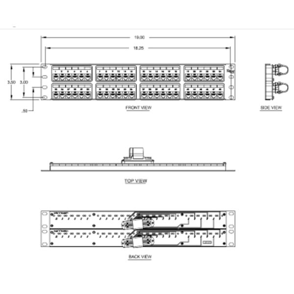 ICC Voice 8P2C Patch Panel with Female Telco in 48 Ports and 2 RMS