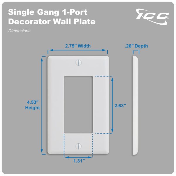 ICC Decorator Wall Plate with Insert for Keystone Jacks, 1-Port - ICC
