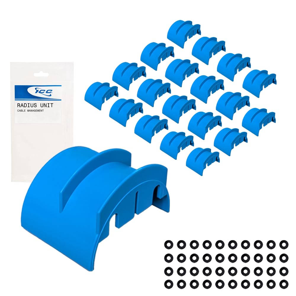 ICC Cable Management Radius Unit 20-Pack – Cable Bend Radius Guide for Copper & Fiber, Half Round Spool, Mounts to Racks, Brackets, Walls & Ceilings