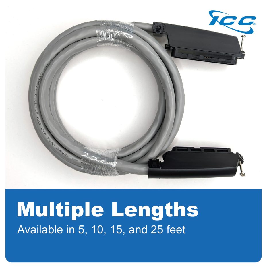 25 Pair Riser Cable ICC Male to Male 25 Pair Telco Cable - Cat3 24AWG, 100% Solid Pure ...