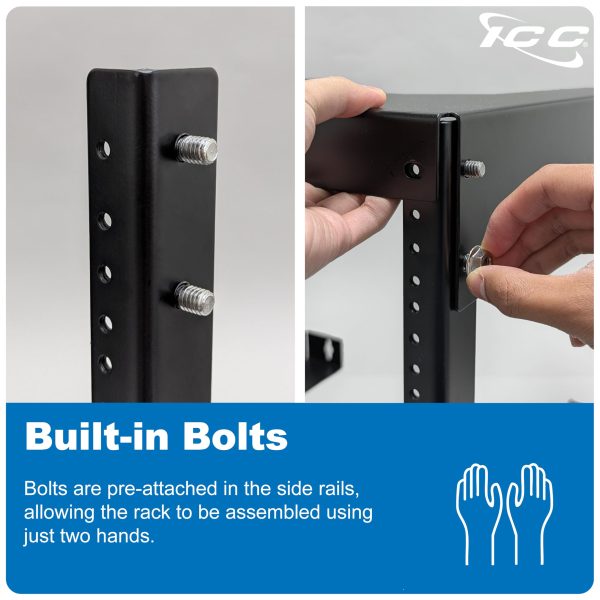 ICC 8U Wall Mount 19″ Open Frame Server Rack – 18″ Deep Cold