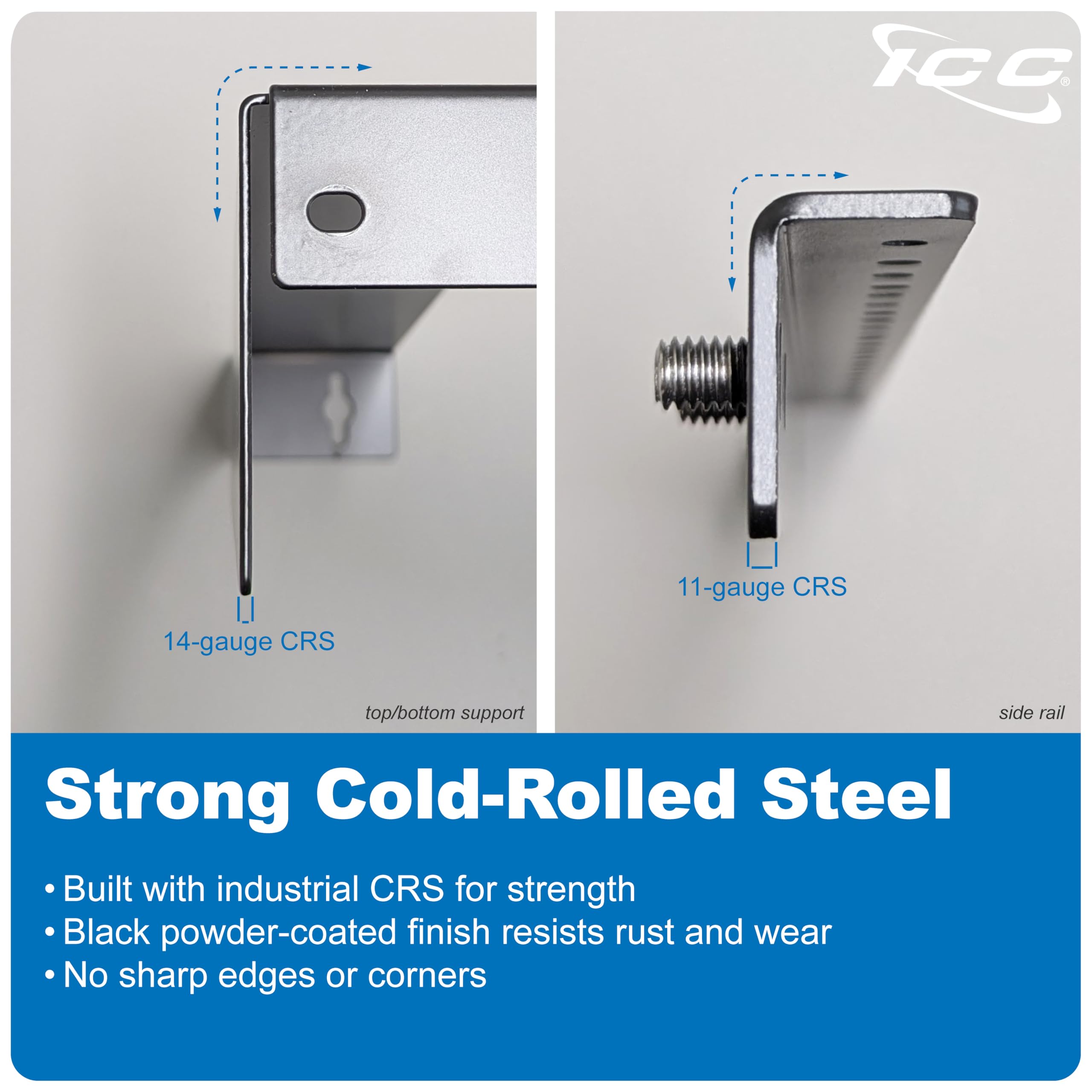 ICC 8U Wall Mount 19″ Open Frame Server Rack – 18″ Deep Cold-Rolled ...