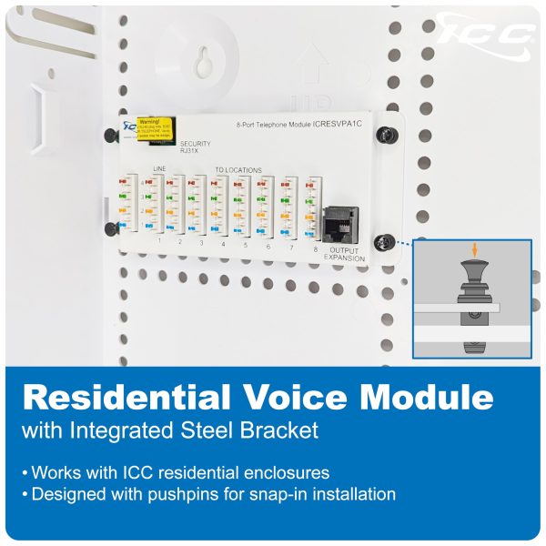ICC Telephone Expansion Module, RJ-31X, 8 Ports, Steel Bracket