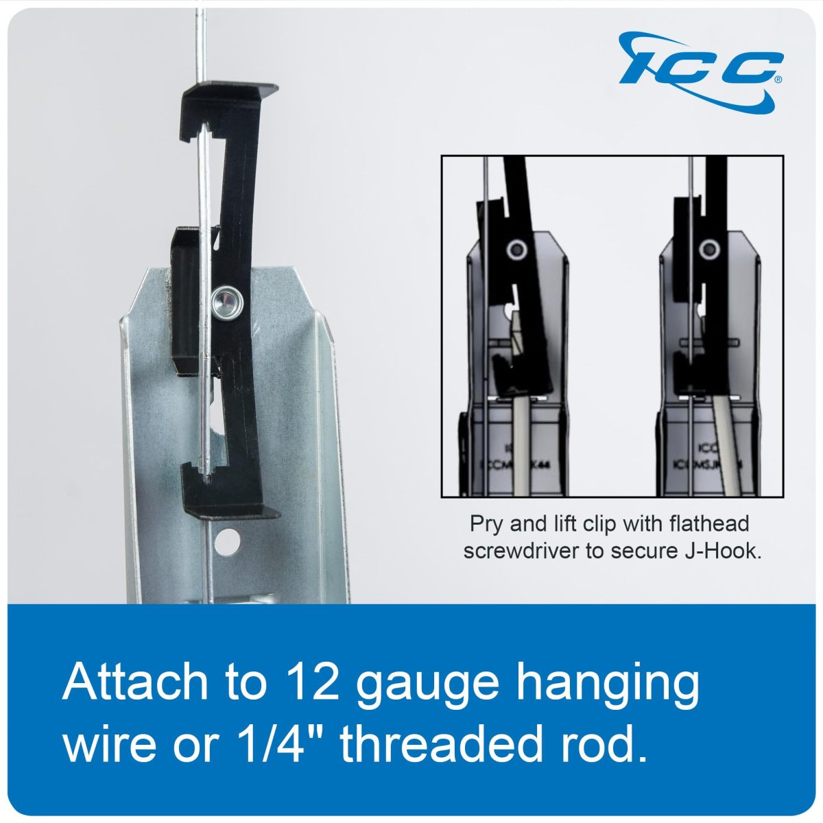 ICC Batwing J Hook 3/4” Without Retainer Clip - Galvanized Steel Cable ...