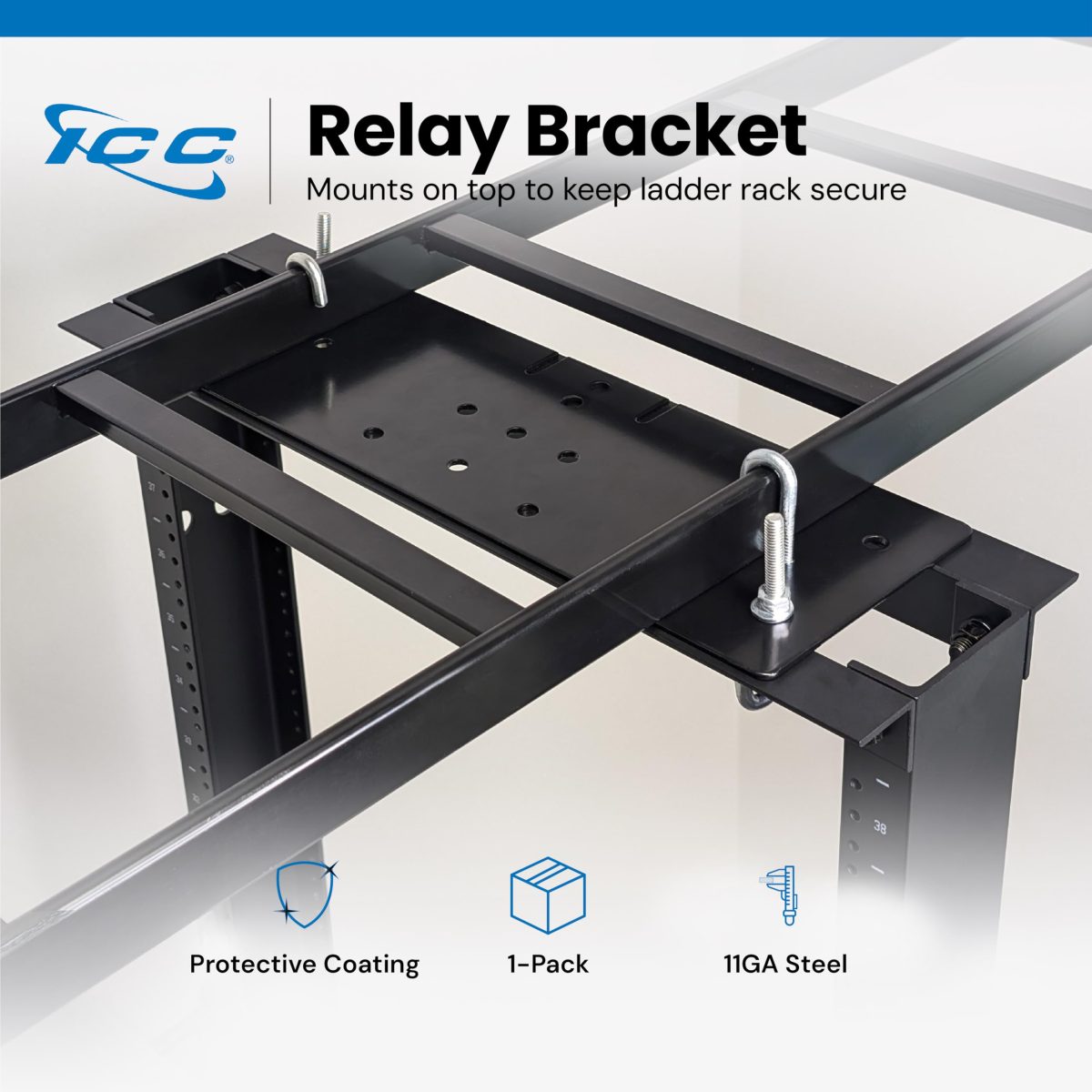ICC Cable Runway Relay Bracket Kit – 2-Post Rack | Steel, Black Powder ...