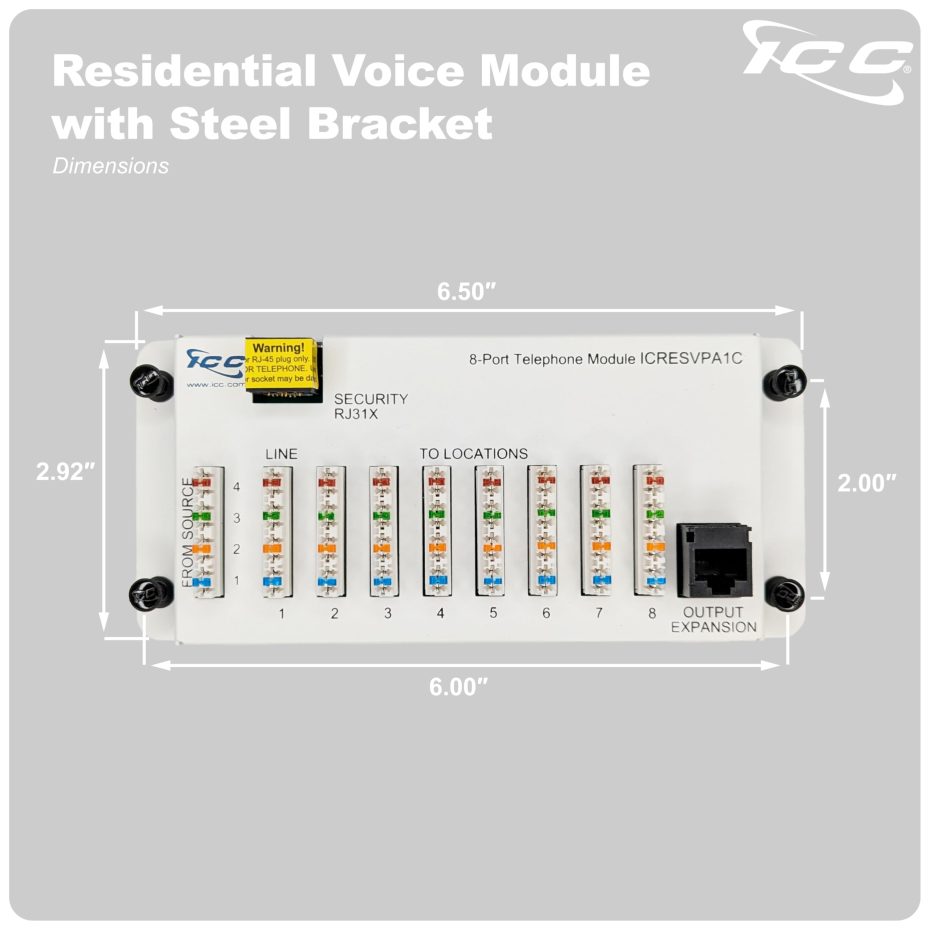 ICC Telephone Expansion Module, RJ-31X, 8 Ports, Steel Bracket Mount - ICC