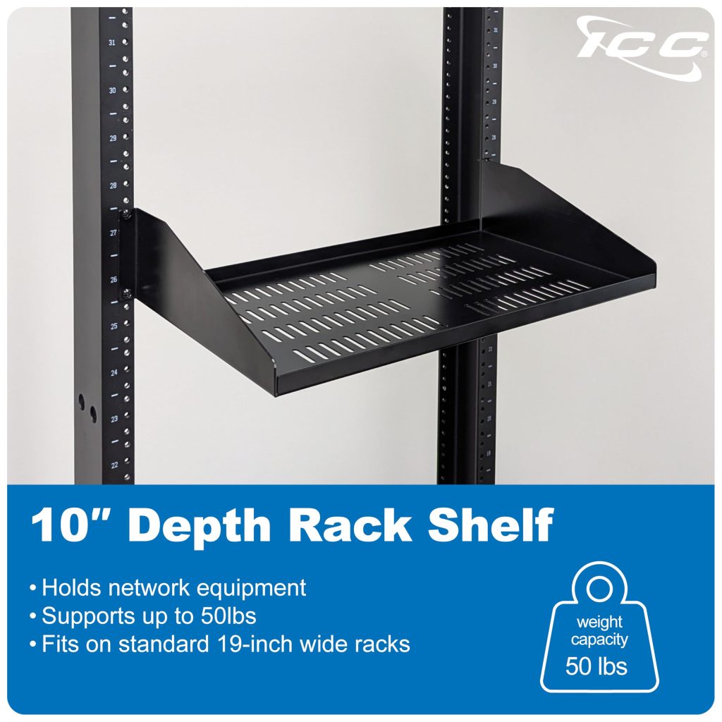 ICC 2U Cantilever Rack Shelf, Heavy-Duty Ventilated Steel Tray for 19 ...