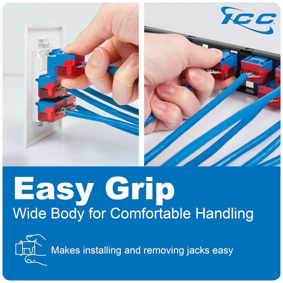 ICC CAT6 Keystone Jack with Inline IDC No Pair Split Wiring (Easier ...