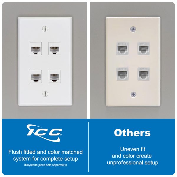 thumbnail image 2 of Cmple 10 Pack White Keystone Wall Plates, 1-Gang, For RJ45, HDMI, RG6 Keystone Jacks 2 of 4