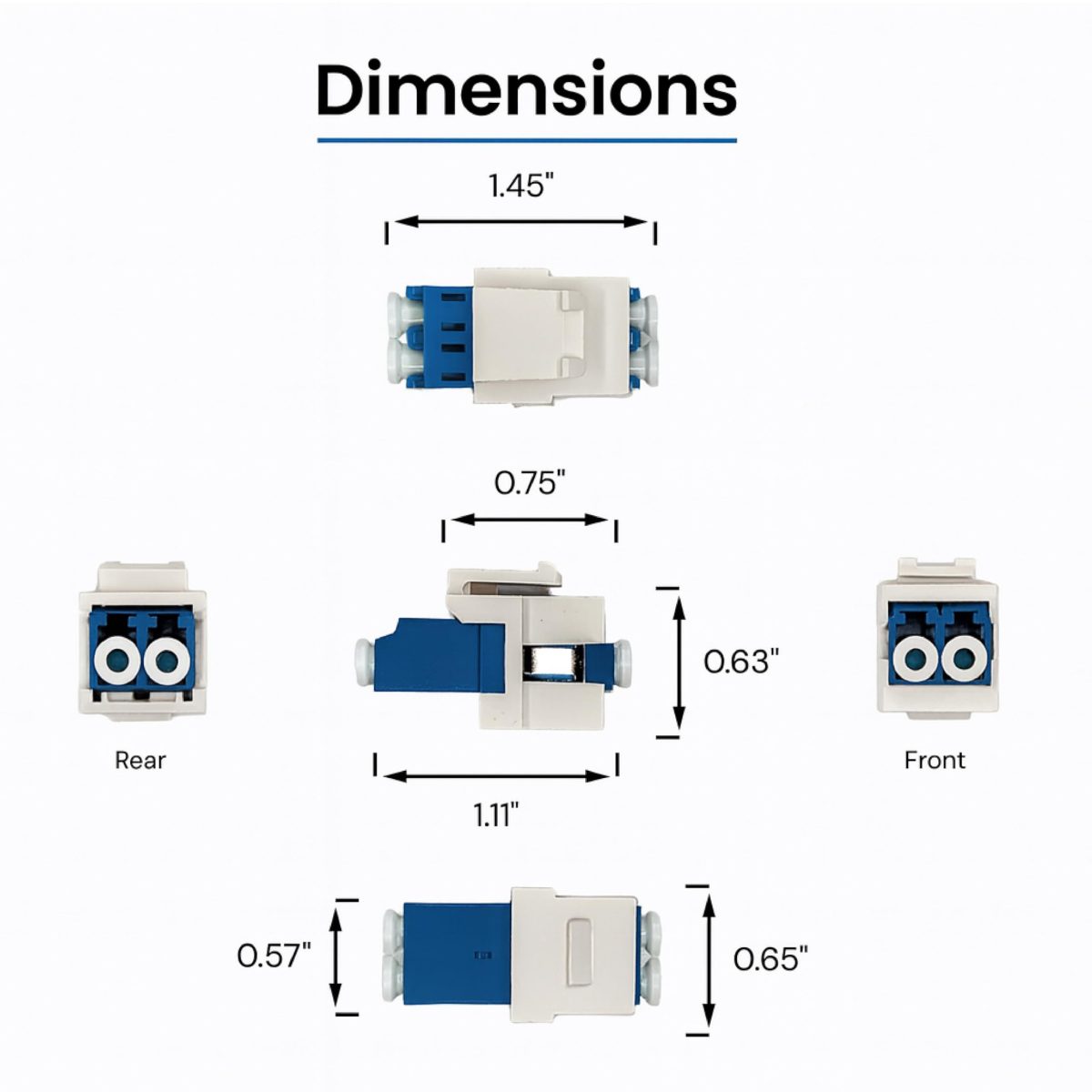 ICC LC to LC Duplex Fiber Optic Keystone Coupler, OS1/OS2 Singlemode ...