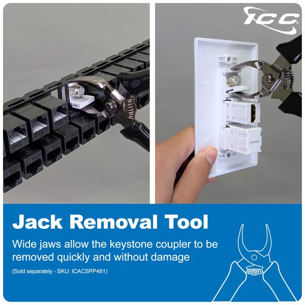 ICC F-Type Keystone Jack, Nickel Plated 2 GHz Coax Jack, Female to