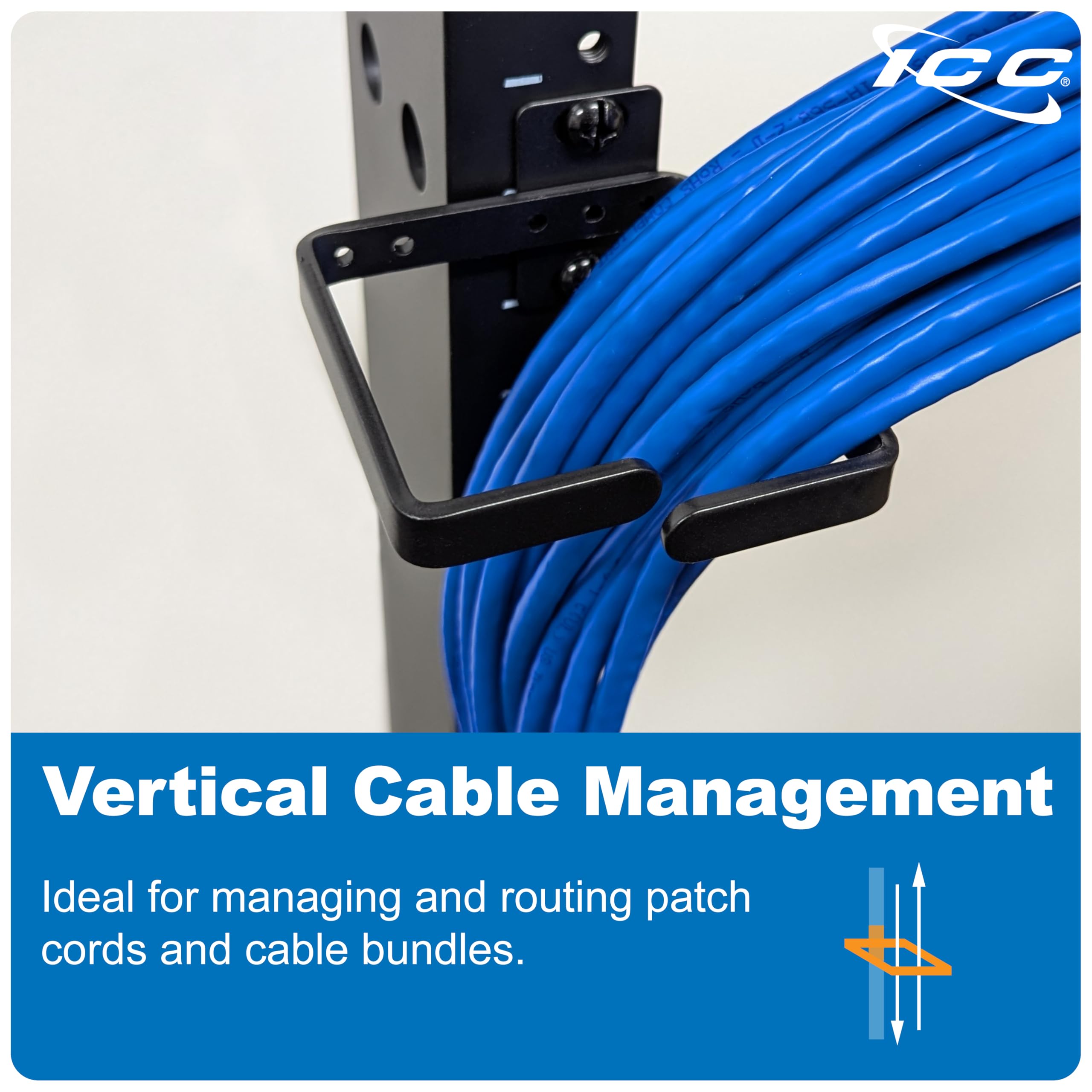 ICC 3” Metal Cable Management Ring, Vertical, Rack or Wall Mount, Pack ...