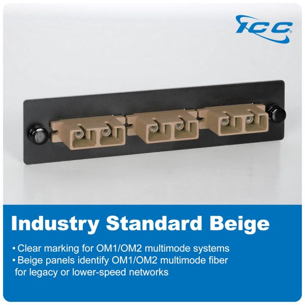 ICC SC-SC Fiber Optic Adapter Panel, LGX Compatible, 6 Fibers
