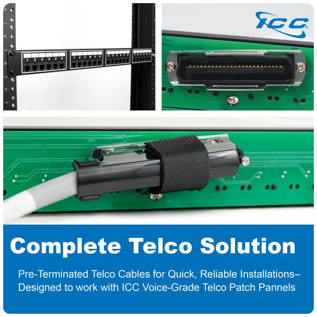 ICC Male to Open-End 25-Pair Telco Cable - Cat3 24AWG, 100% Solid Pure ...