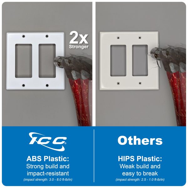 ICC Decorator Wall Plate, 2-Gang, Gloss, UL Listed, ABS Plastic, 2