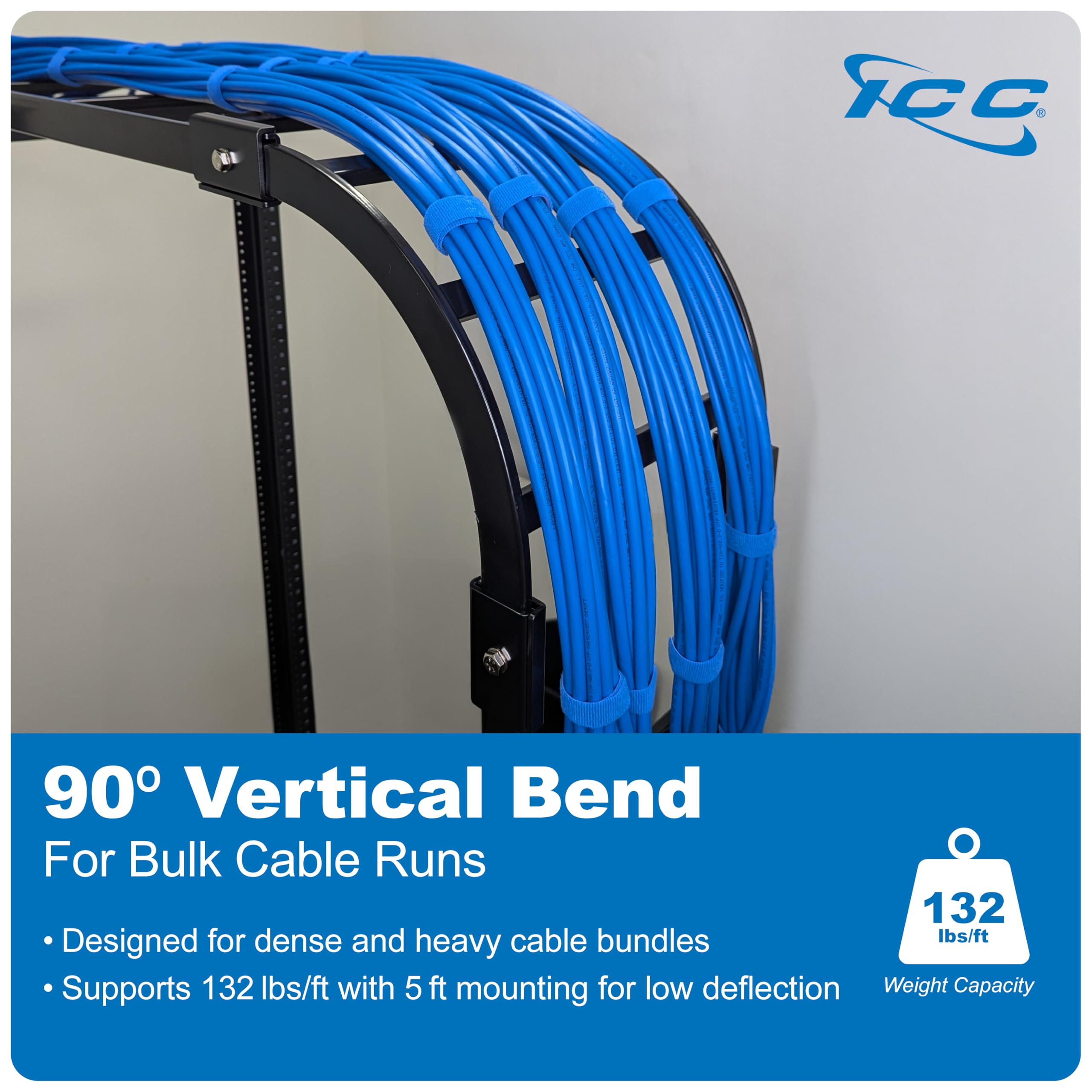 Telecom Ladder Rack Corner ICC Ladder Rack Cable Runway 90-Degree Outside Corner – 16-gauge Steel ...