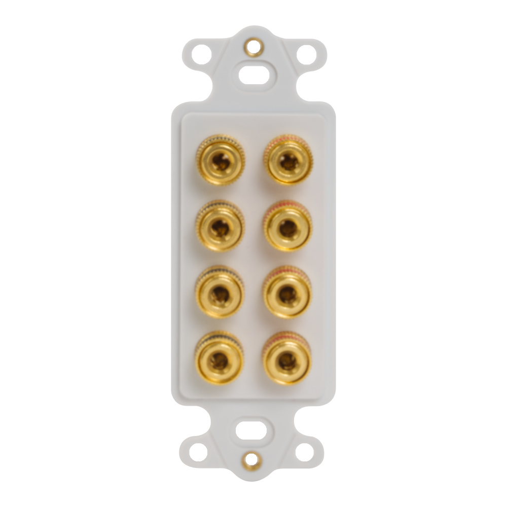 ICC Decorator Insert with 8 Binding Posts, Speaker Wall Plate