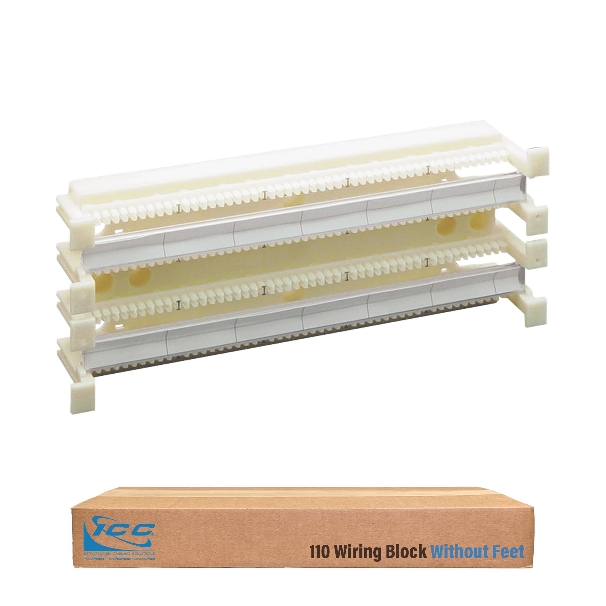 ICC 110 Wiring Block Without Feet 100 Pair, 110 IDC Cross Connect Block for Voice and Data Cabling