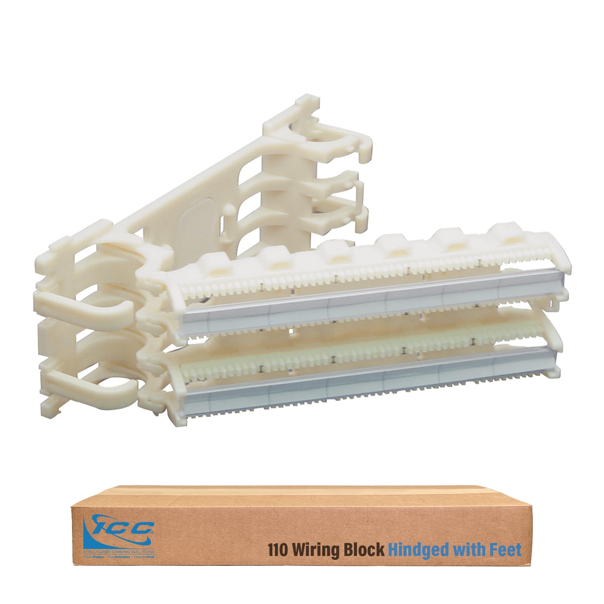 ICC 110 Wiring Block Hinged 100 Pair, 110 IDC Cross Connect Block with Hinged Design for Voice and Data Cabling