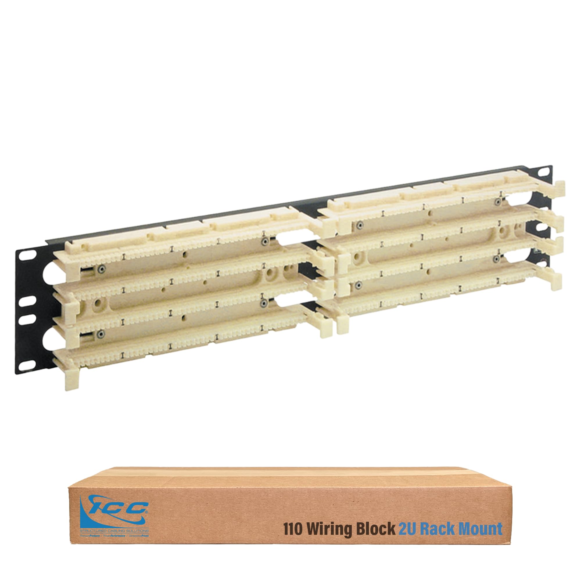 ICC 110 Wiring Block Patch Panel 200 Pair 2 RMS, Rack Mount 110 IDC Termination Panel for Voice and Data Cabling