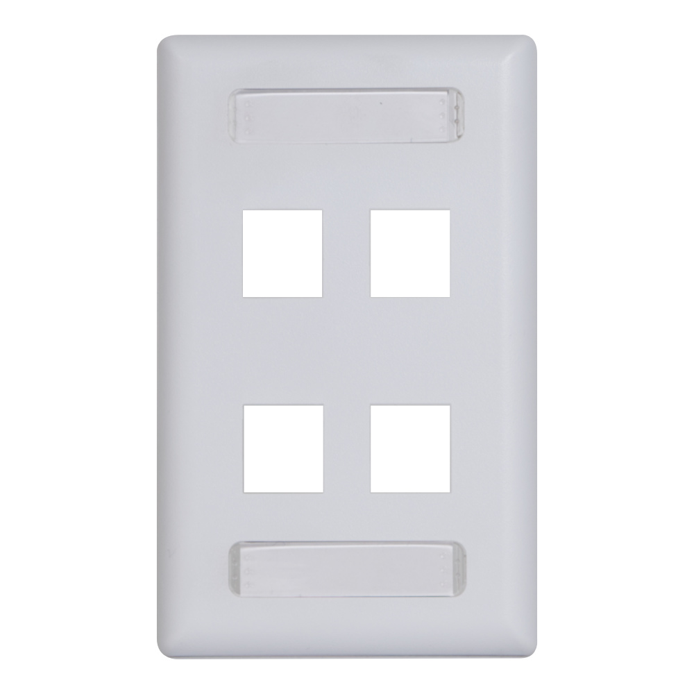 ICC Station ID Wall Plate with 4 Ports, Single Gang, UL Listed