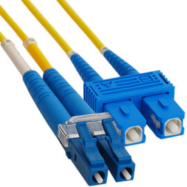 LC-SC Duplex Singlemode 9/125 (OS1) Fiber Optic Patch Cable in Yellow