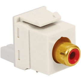 RCA to IDC Keystone Jack with Gold Plated Connector and Red Insert for HD Style in White