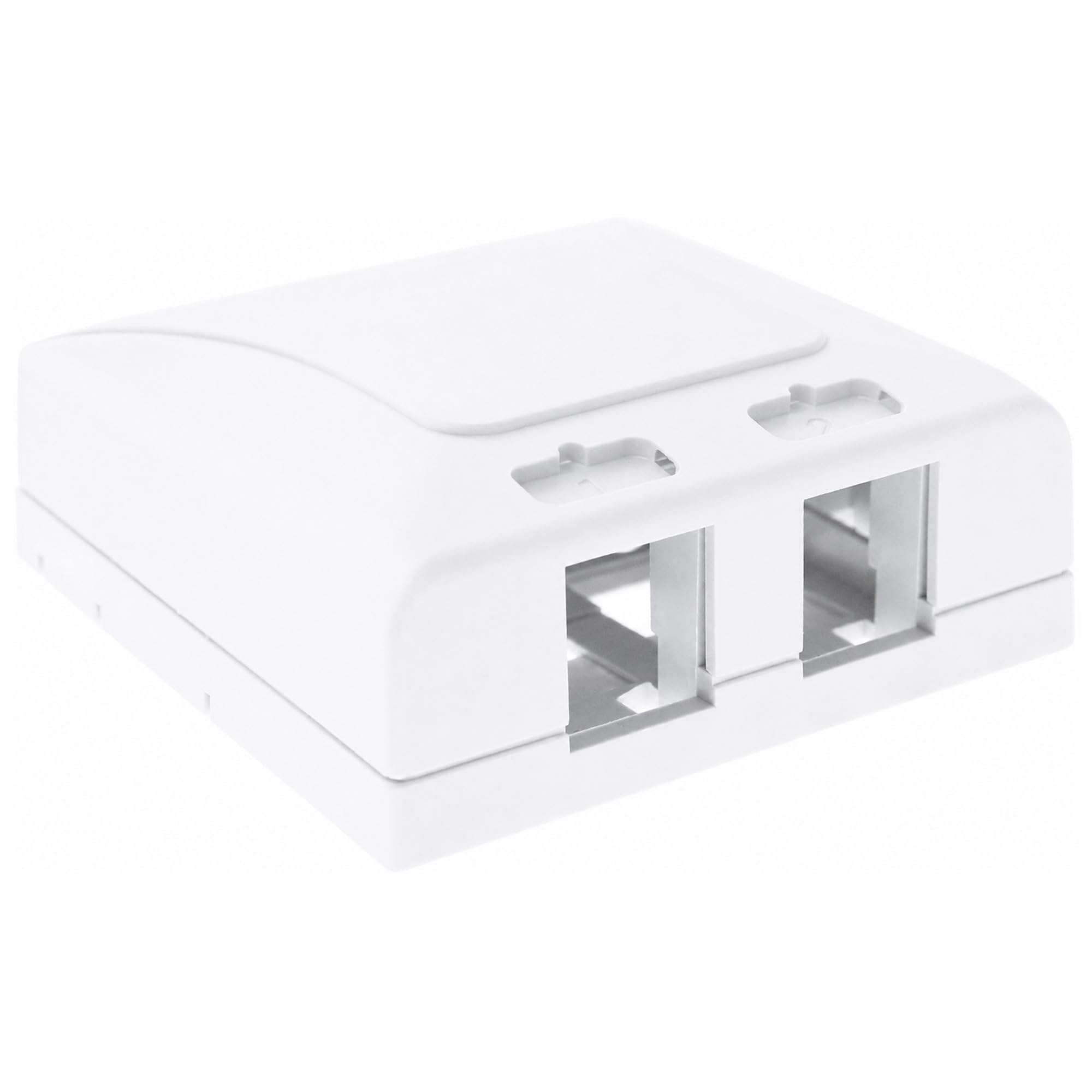 ICC 2-Port Surface Mount Box with Removable Icon, Works with Wide and Slim Profile Keystone Jacks, Modular Outlet for Voice and Data, UL 94V-0, TAA Compliant