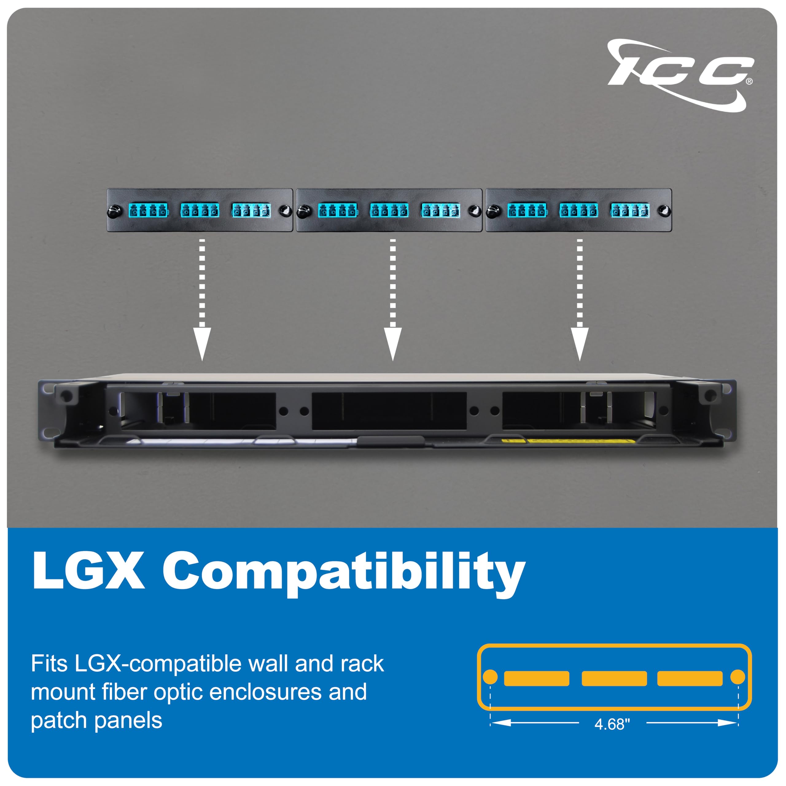 ICC LC-LC Fiber Optic Adapter Panel, LGX Compatible, 12 Fibers ...