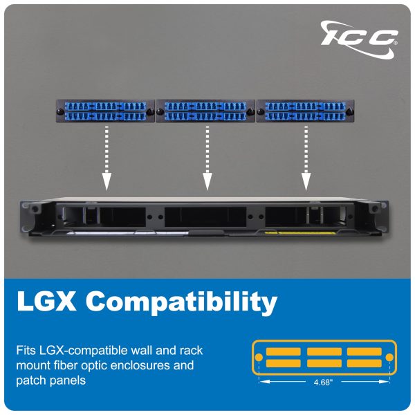 ICC LC-LC Fiber Optic Adapter Panel, LGX Compatible, 24 Fibers