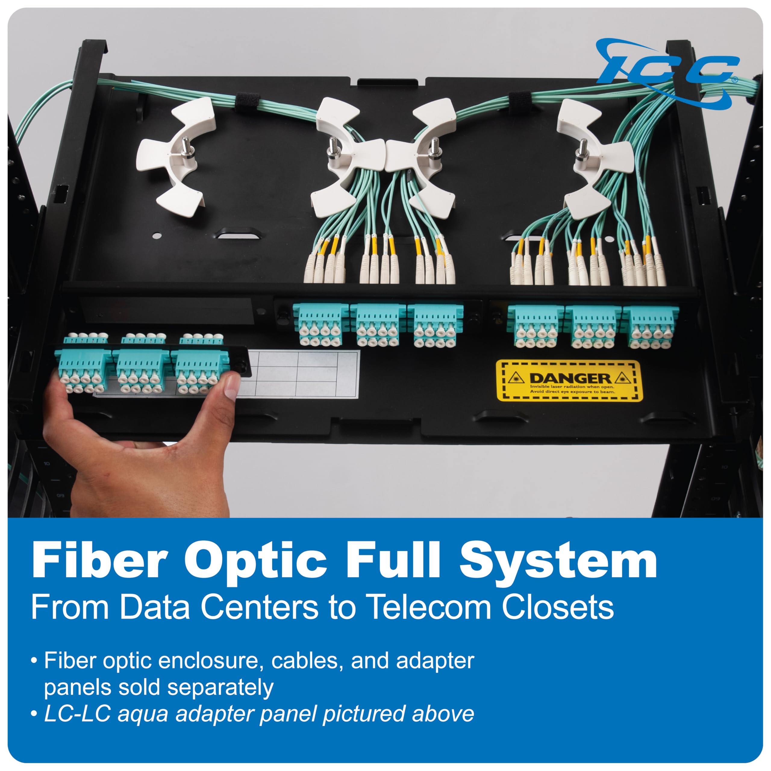 ICC SC-SC Fiber Optic Adapter Panel, LGX Compatible, 12 Fibers ...