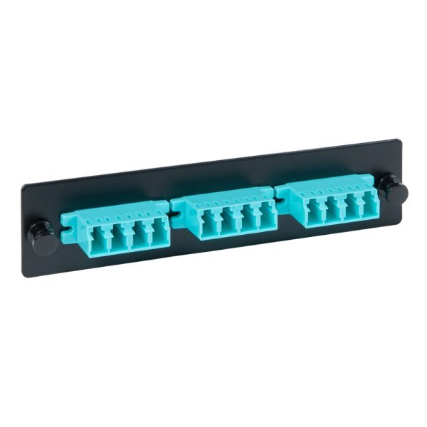 Classic LC-LC Fiber Optic LGX Compatible Adapter Panel with Aqua ...