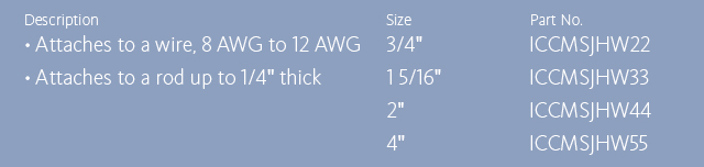 Description •Attaches to a wire, 8 AWG to 12 AWG •Attaches to a rod up to 1/4