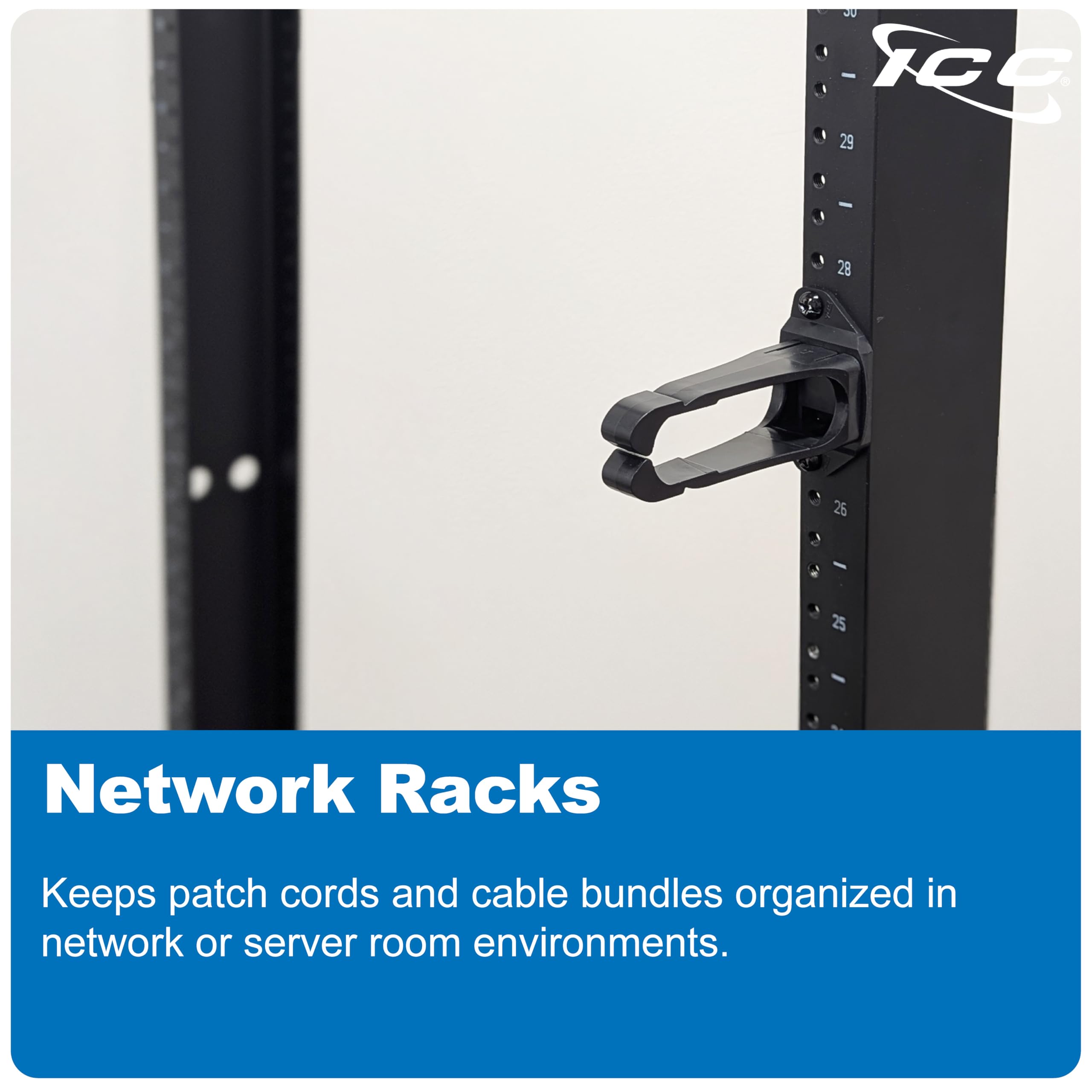 ICC 1.25” Plastic Cable Management Ring, Horizontal, Rack or Wall Mount ...