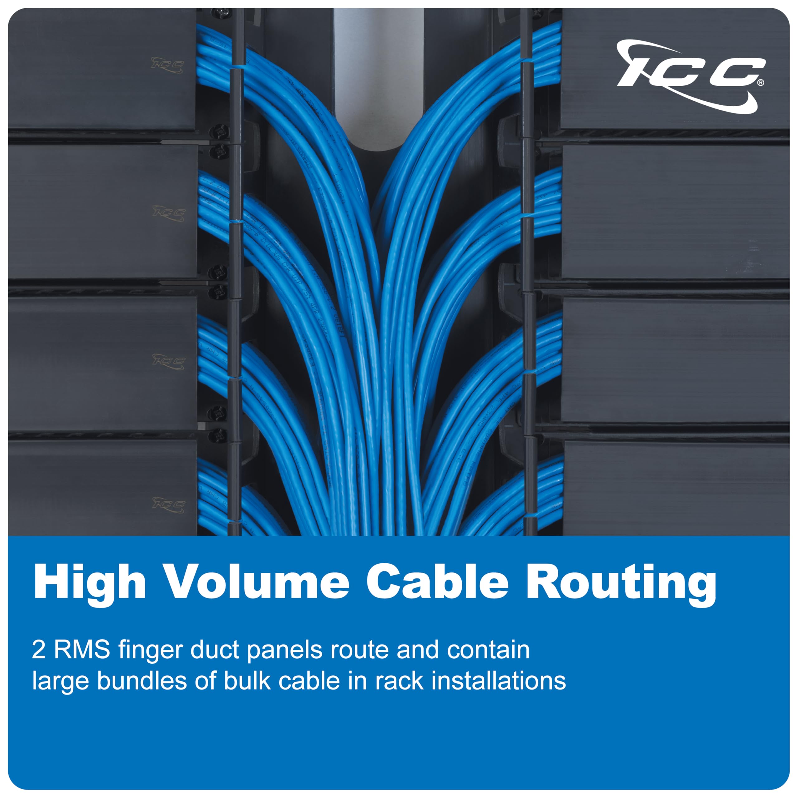 Cable Matters Rackmount Finger Channel ICC 2U Finger Duct Cable Manager Panel with Cover, Plastic with Metal ...
