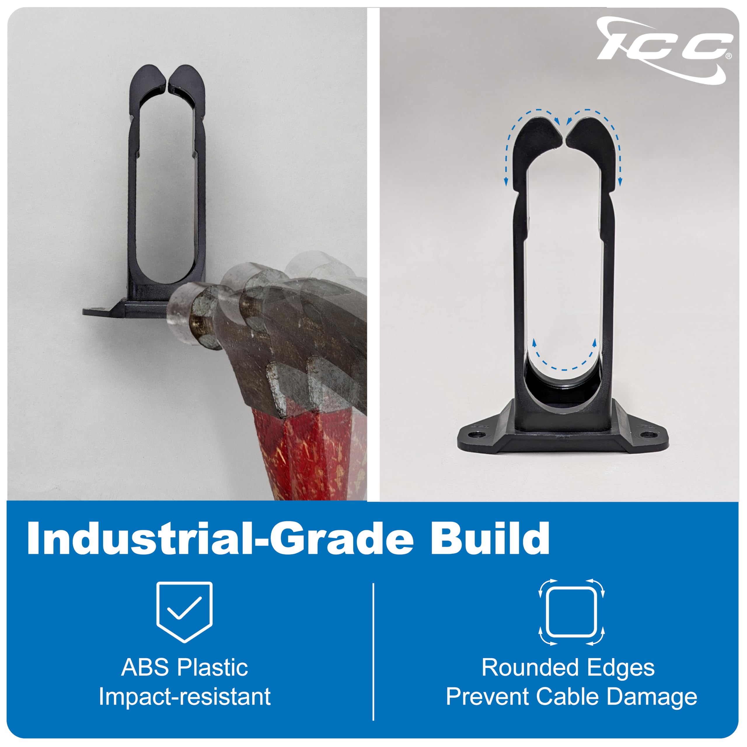 ICC 1.25” Plastic Cable Management Ring, Horizontal, Rack or Wall Mount ...