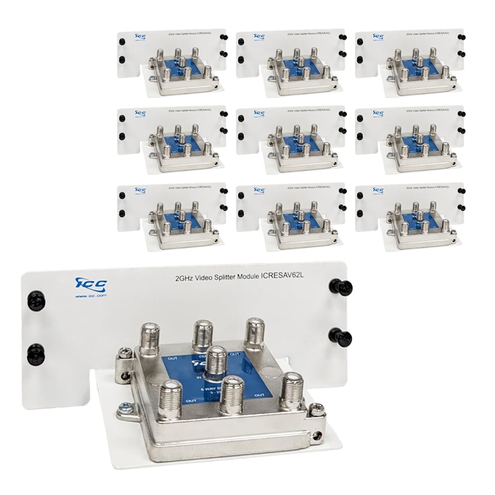 ICC Video Splitter Module, 6 Ports, 2 GHz, Passive Residential Coax Distribution, Pack of 10