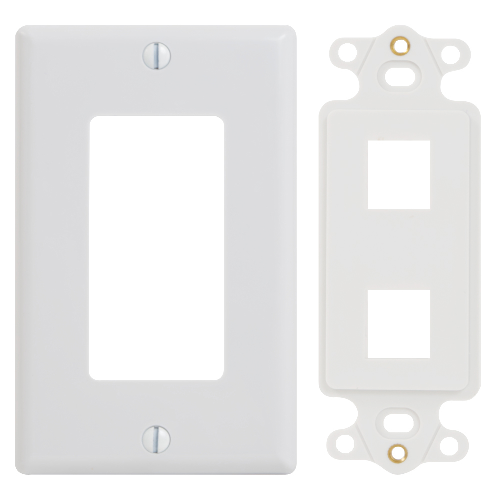 ICC Decorator Wall Plate with Insert for Keystone Jacks, 2-Port
