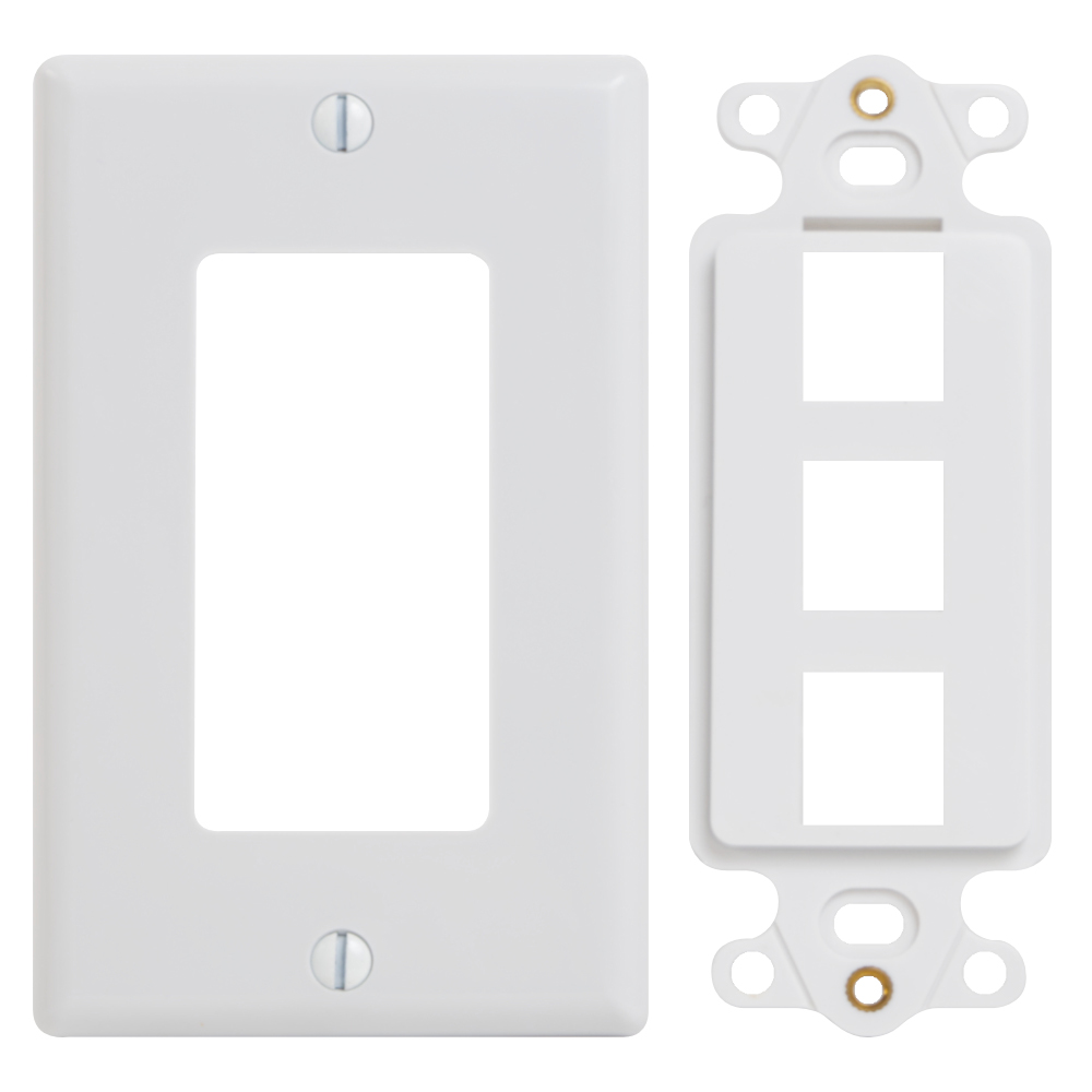 ICC Decorator Wall Plate with Insert for Keystone Jacks, 3-Port
