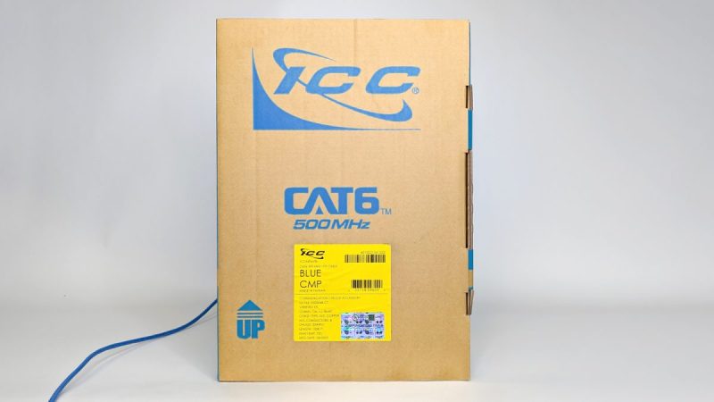 ICC CAT6 CMP bulk cable pull box with plenum-rated package label